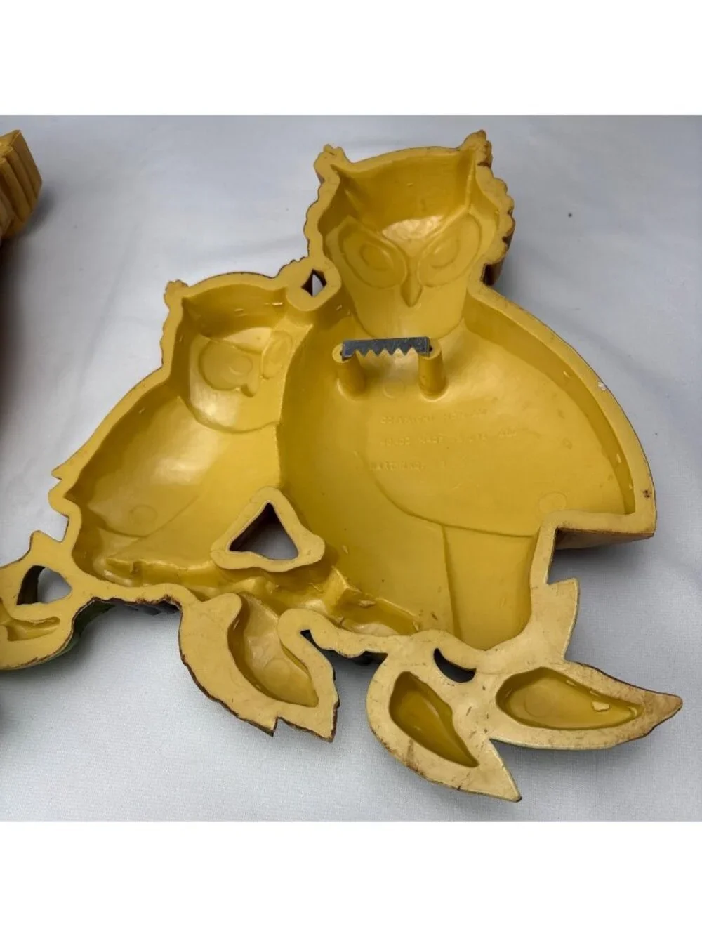 Homco Owl Wall Decor Set Retro Chic 1976 USA Yellow Brown Green